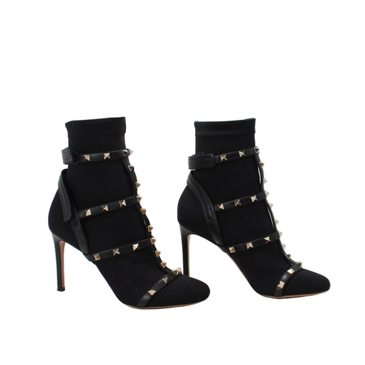 Valentino Rockstud Accents Mesh Sock Boots  38