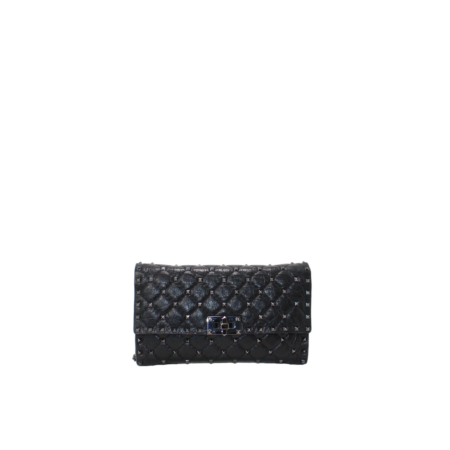Valentino crinkled leather chain clutch