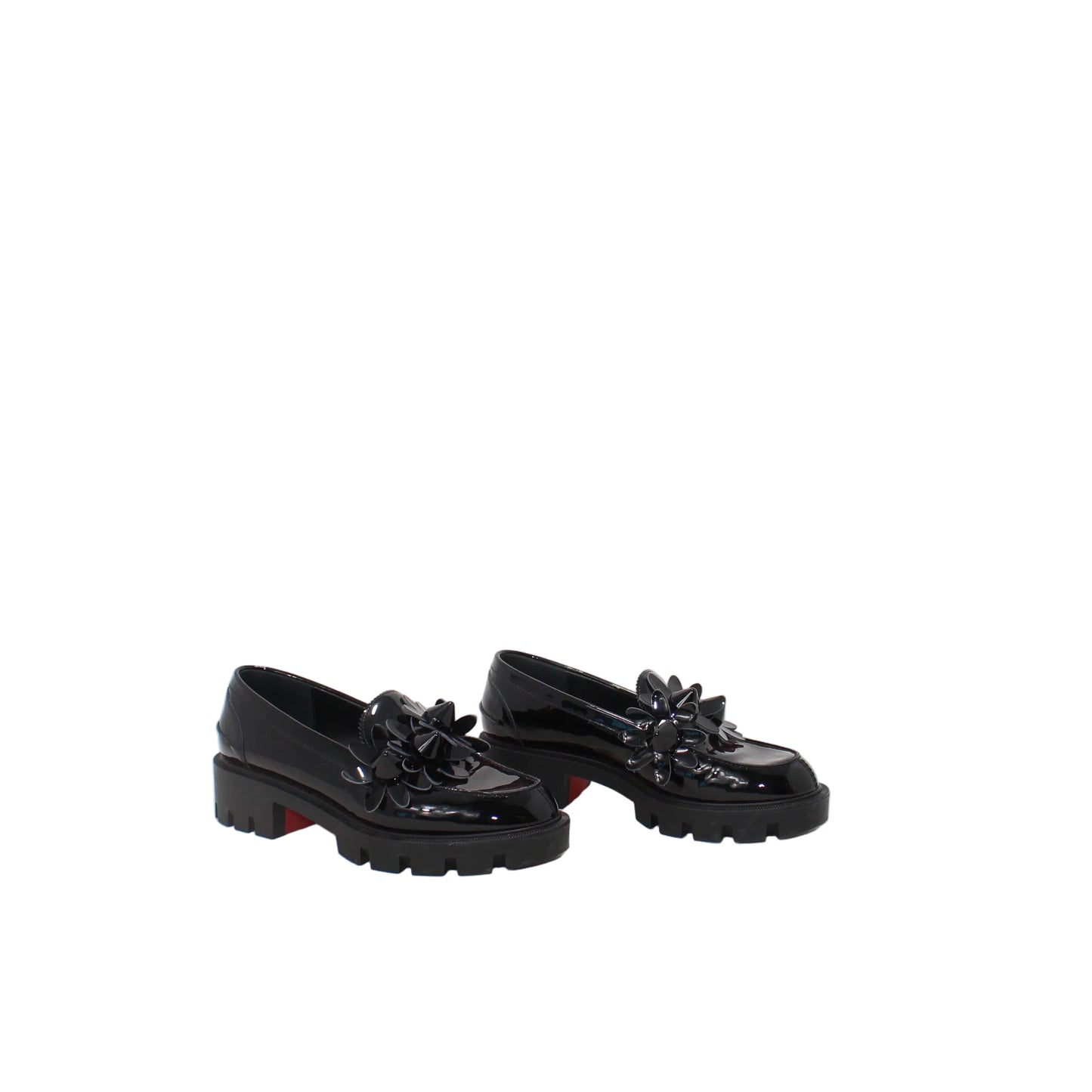 Christian Louboutin Spike Accents Patent Leather Loafers  36