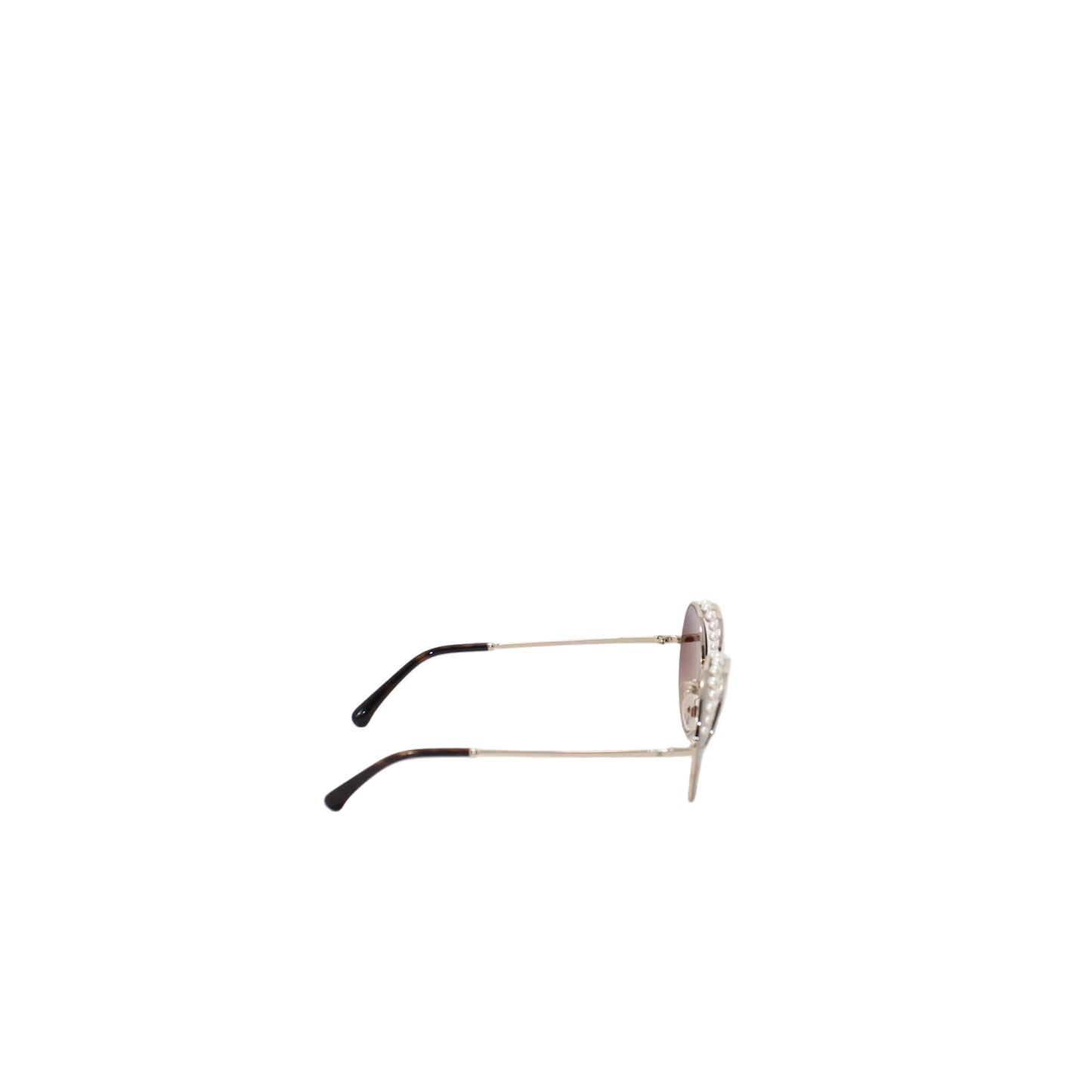 Chanel Faux Pearl Accents Round Sunglasses   