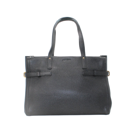 Salvatore Ferragamo grained black leather bag