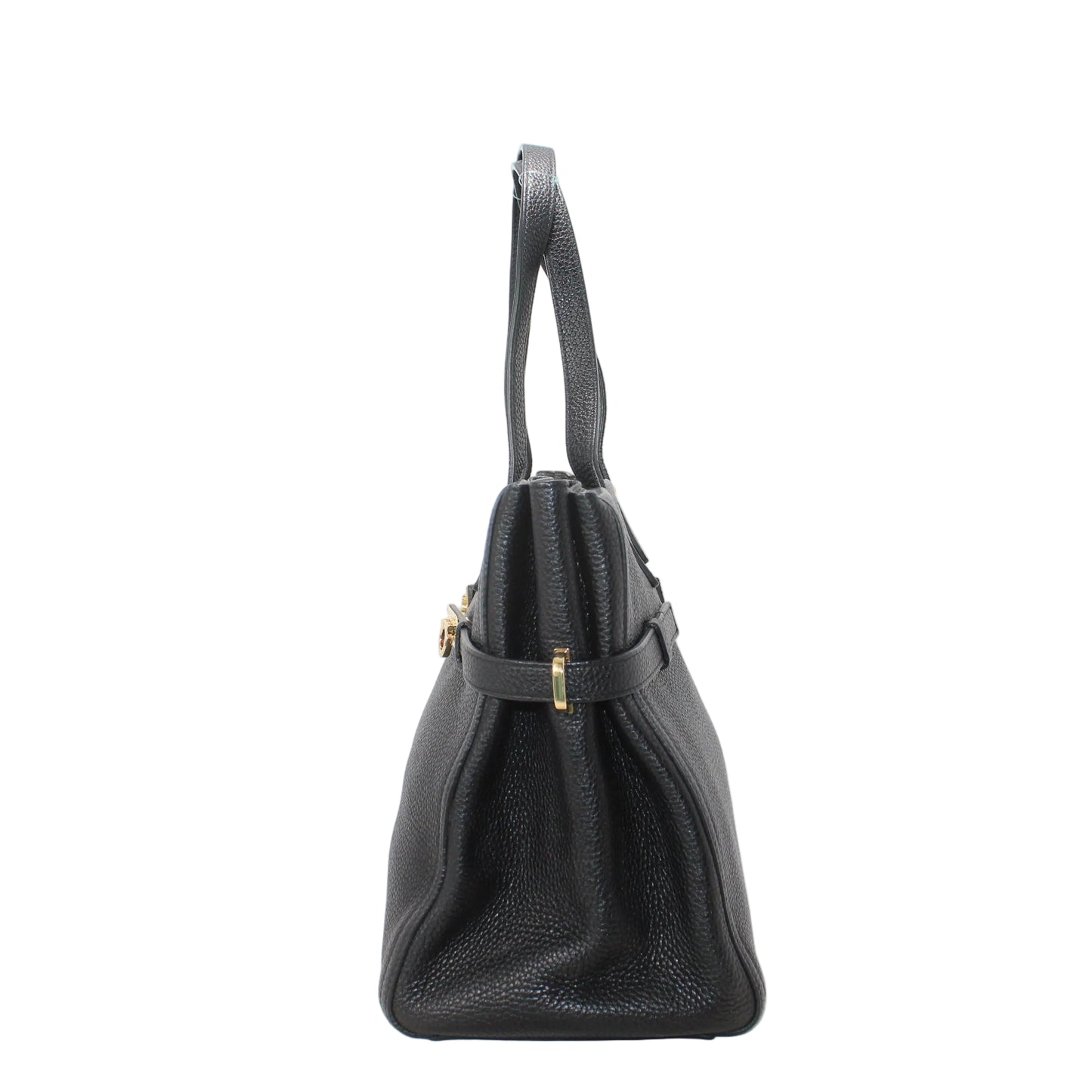 Salvatore Ferragamo grained black leather bag