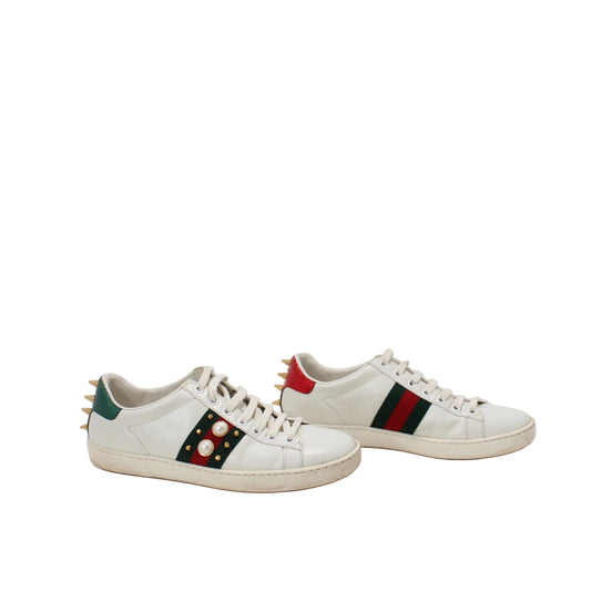 Gucci Ace Pearls Studded Sneakers 36