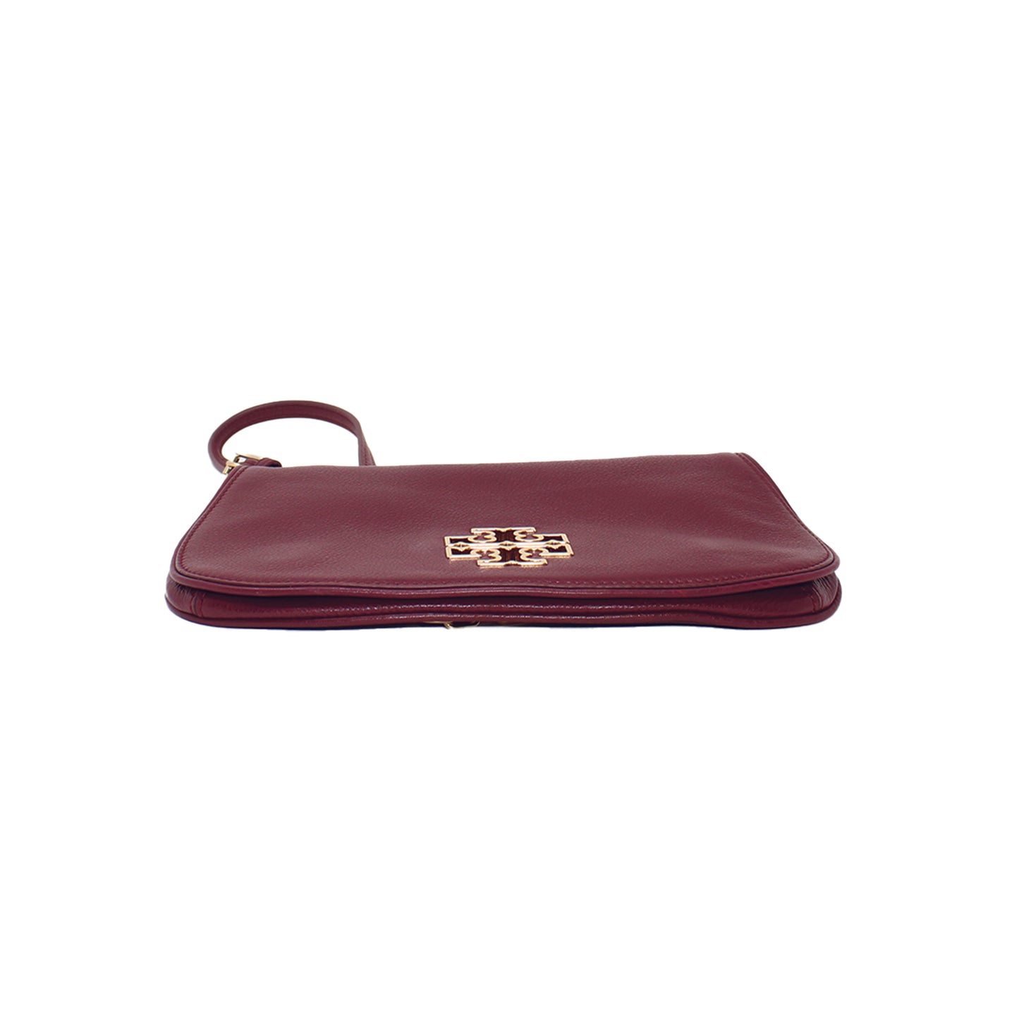 Tory Burch Burgandy Clutch Bag With Detachable Strap