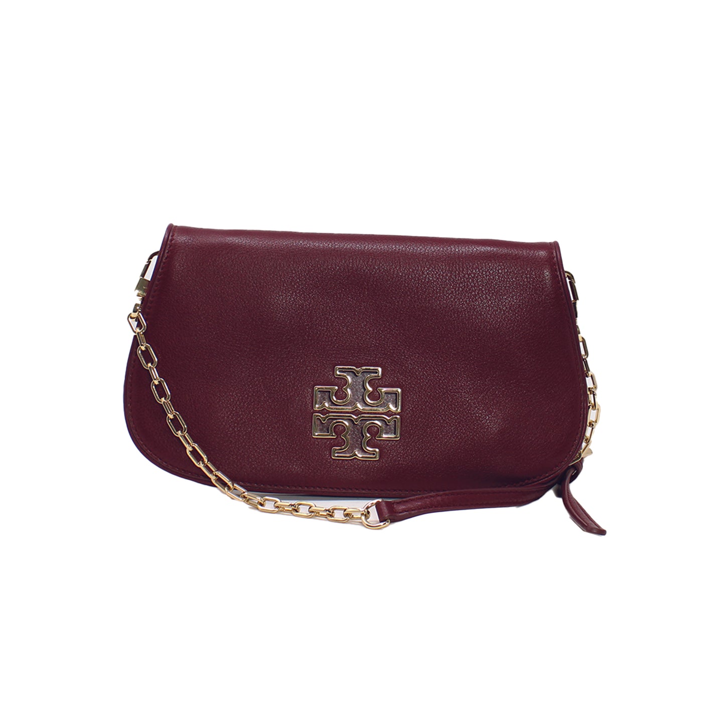 Tory Burch Burgandy Clutch Bag With Detachable Strap