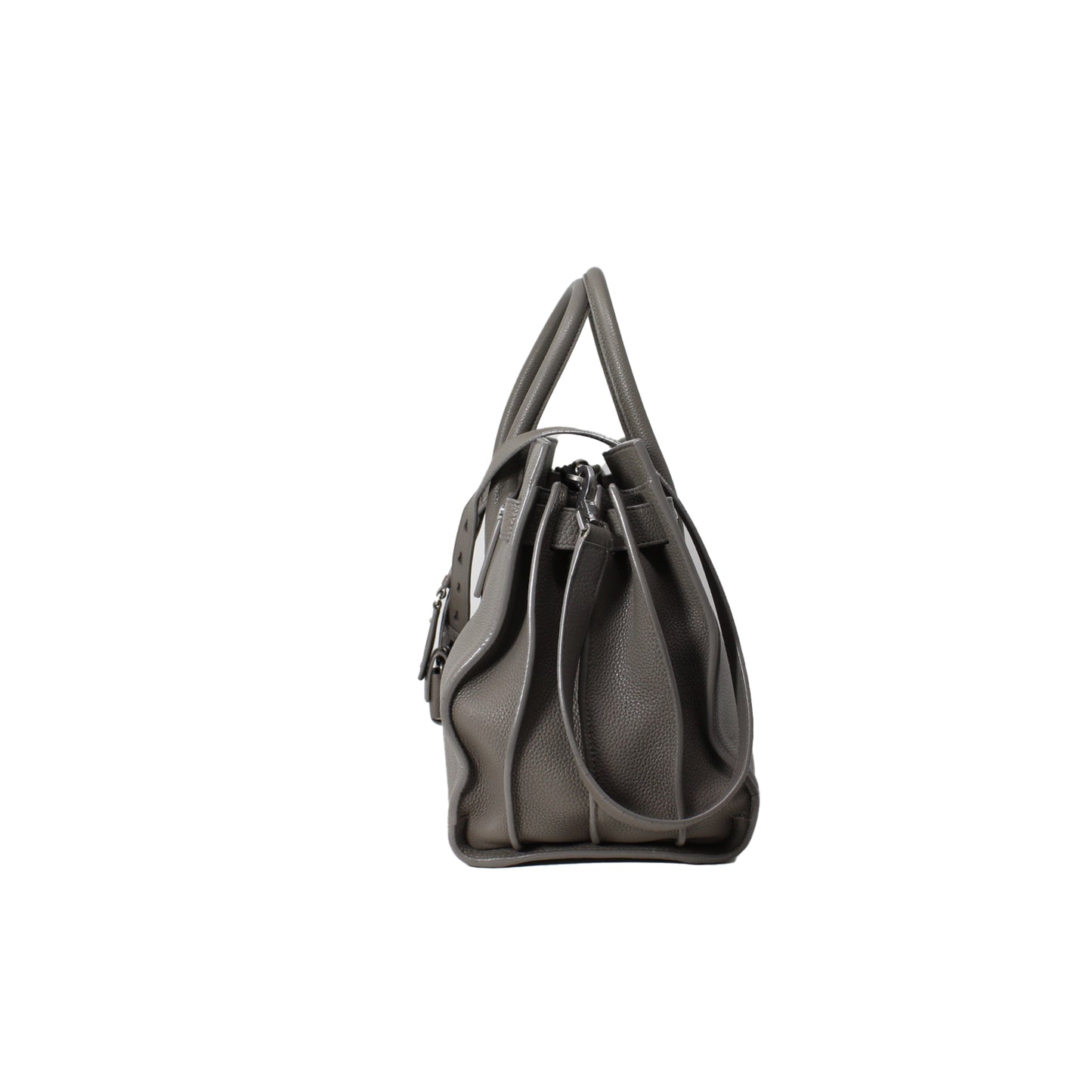 Ysl Sac De Jour Calfskin Grey Grained Leather  With Dustbag