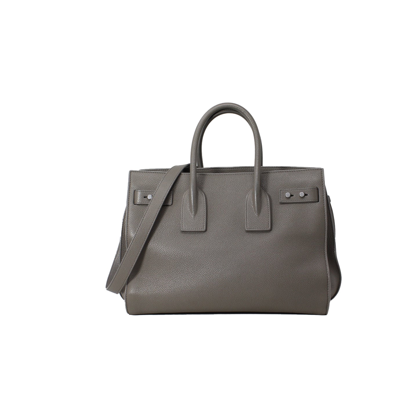 Ysl Sac De Jour Calfskin Grey Grained Leather  With Dustbag