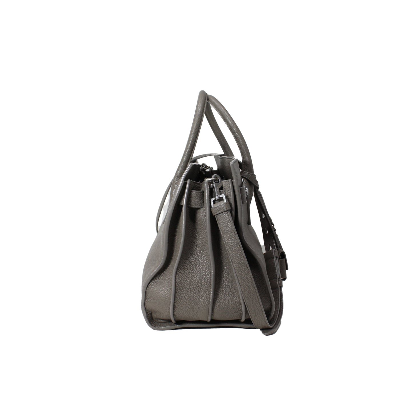 Ysl Sac De Jour Calfskin Grey Grained Leather  With Dustbag