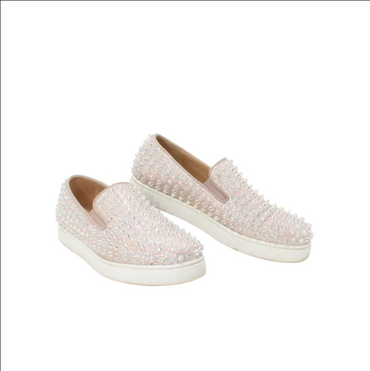 Christian Louboutin Iridescent Spiked Sneakers 38.5