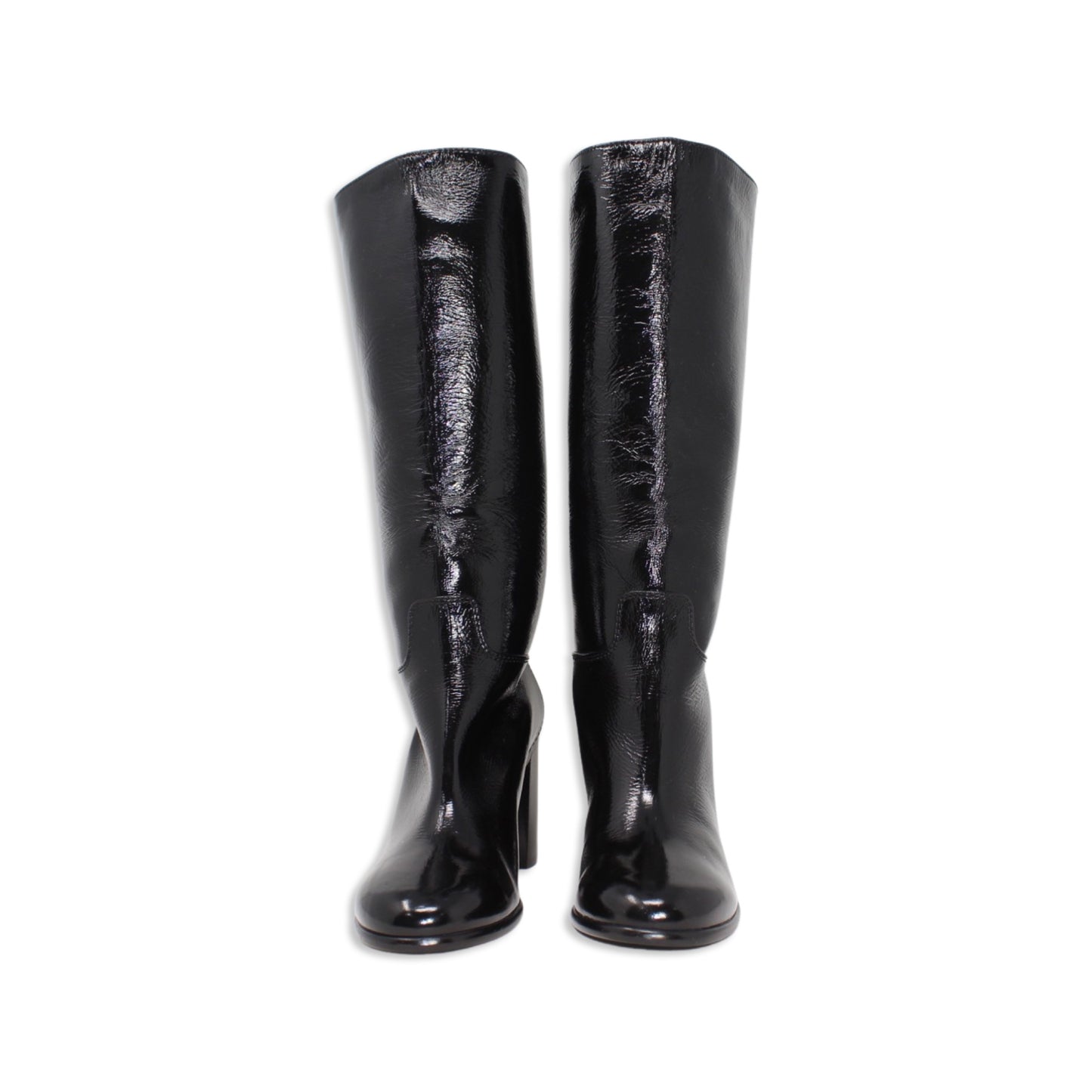 Black Patent Chanel Boots   Talla 38