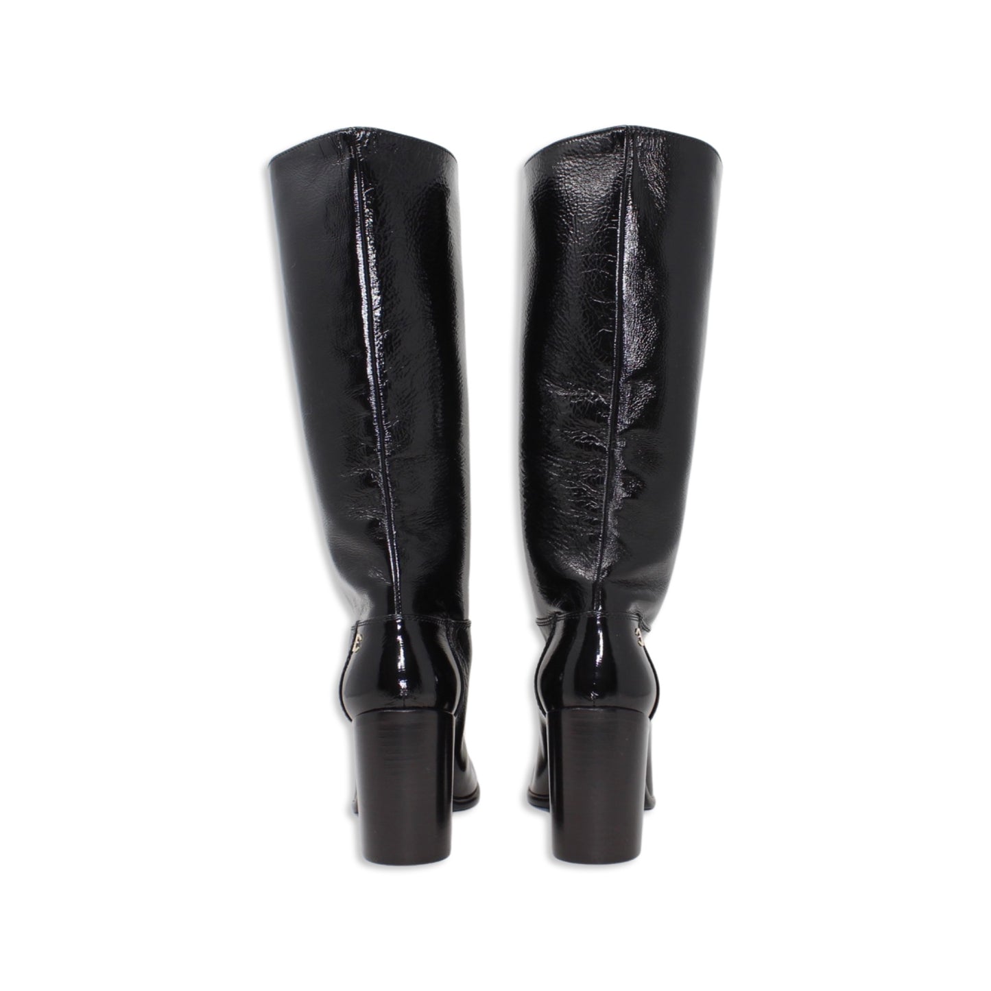Black Patent Chanel Boots   Talla 38