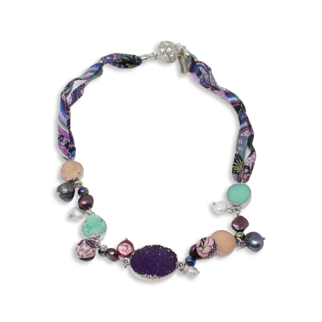 Etro Fabric/ Stones Necklace And Bracelet