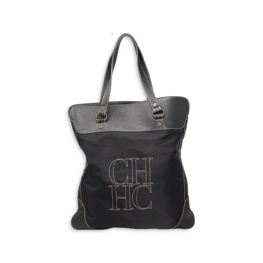 Carolina Herrera Nylon And Leather Tote