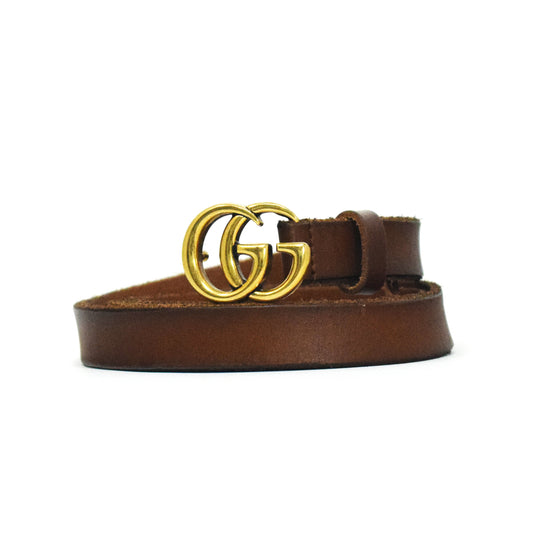 Gucci Black Calf Leather Double G Belt Brown 39"