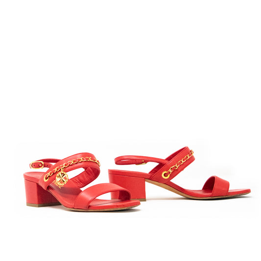 Interlocking Cc Logo Leather Slingback Sandals - Talla 37.5