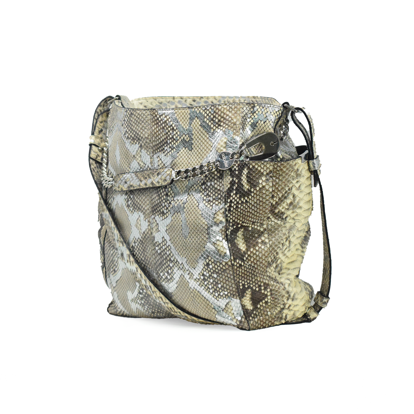 Anna Silver Metallic Python Shoulder Bag  Jimmy Choo