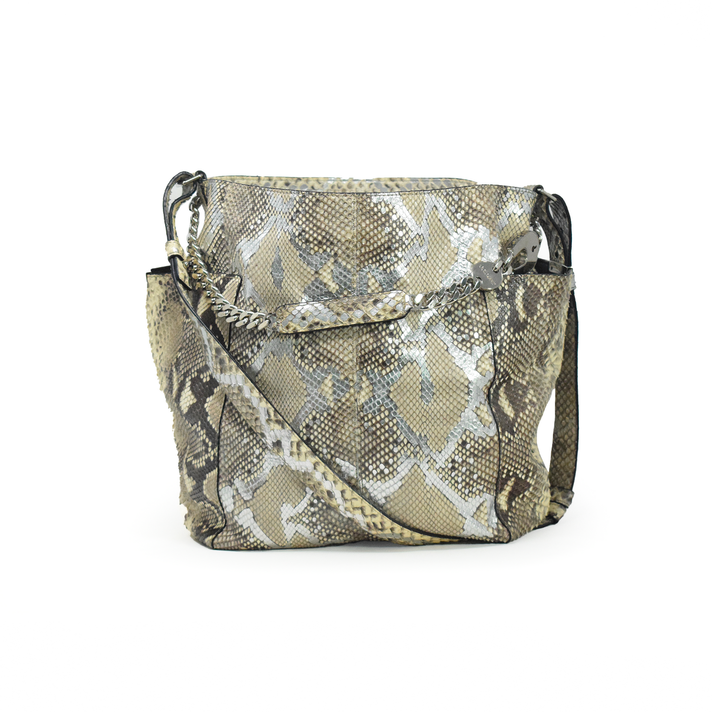 Anna Silver Metallic Python Shoulder Bag  Jimmy Choo