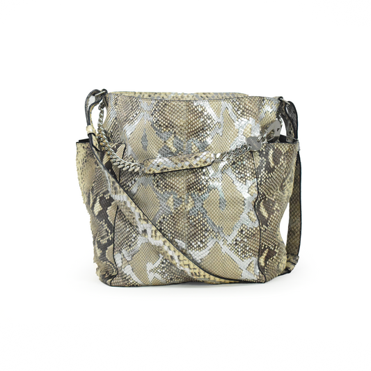 Anna Silver Metallic Python Shoulder Bag Jimmy Choo