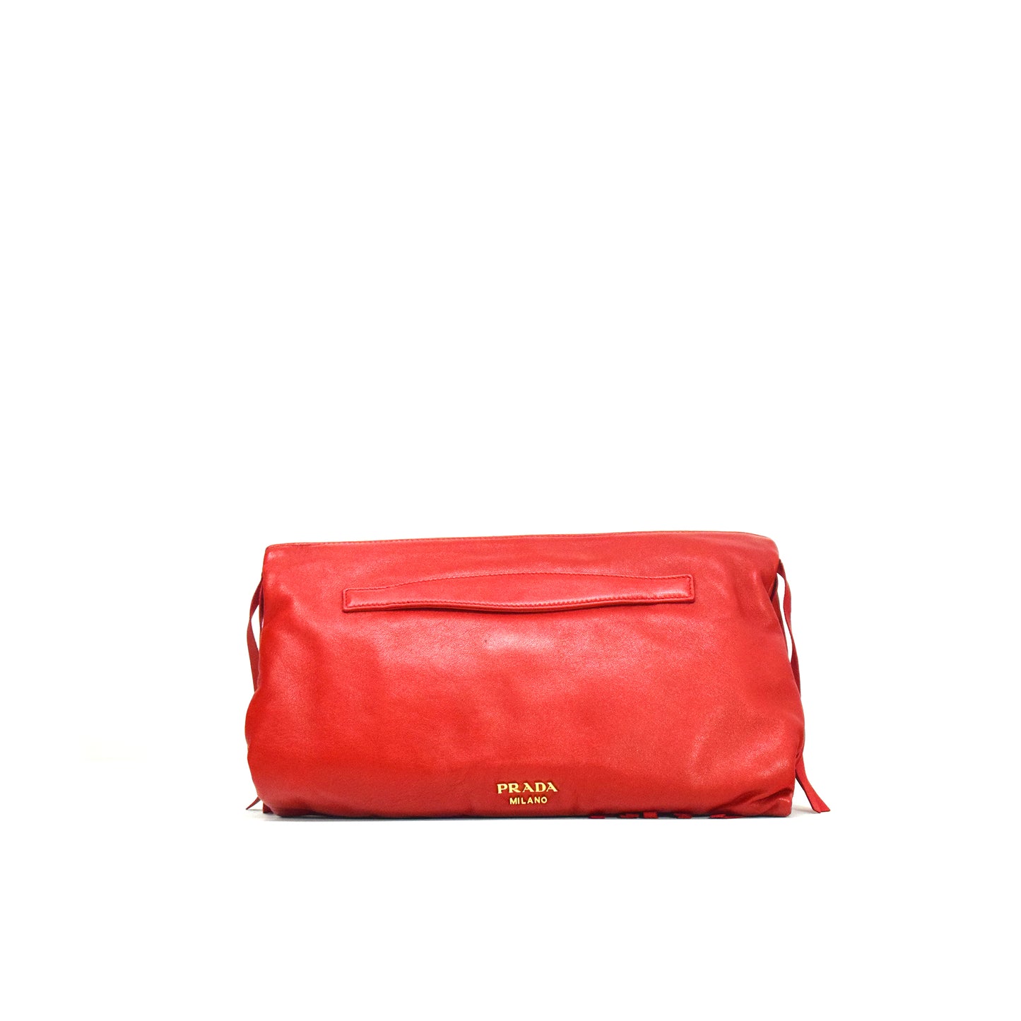 Prada Nappa Red Fringe Clutch