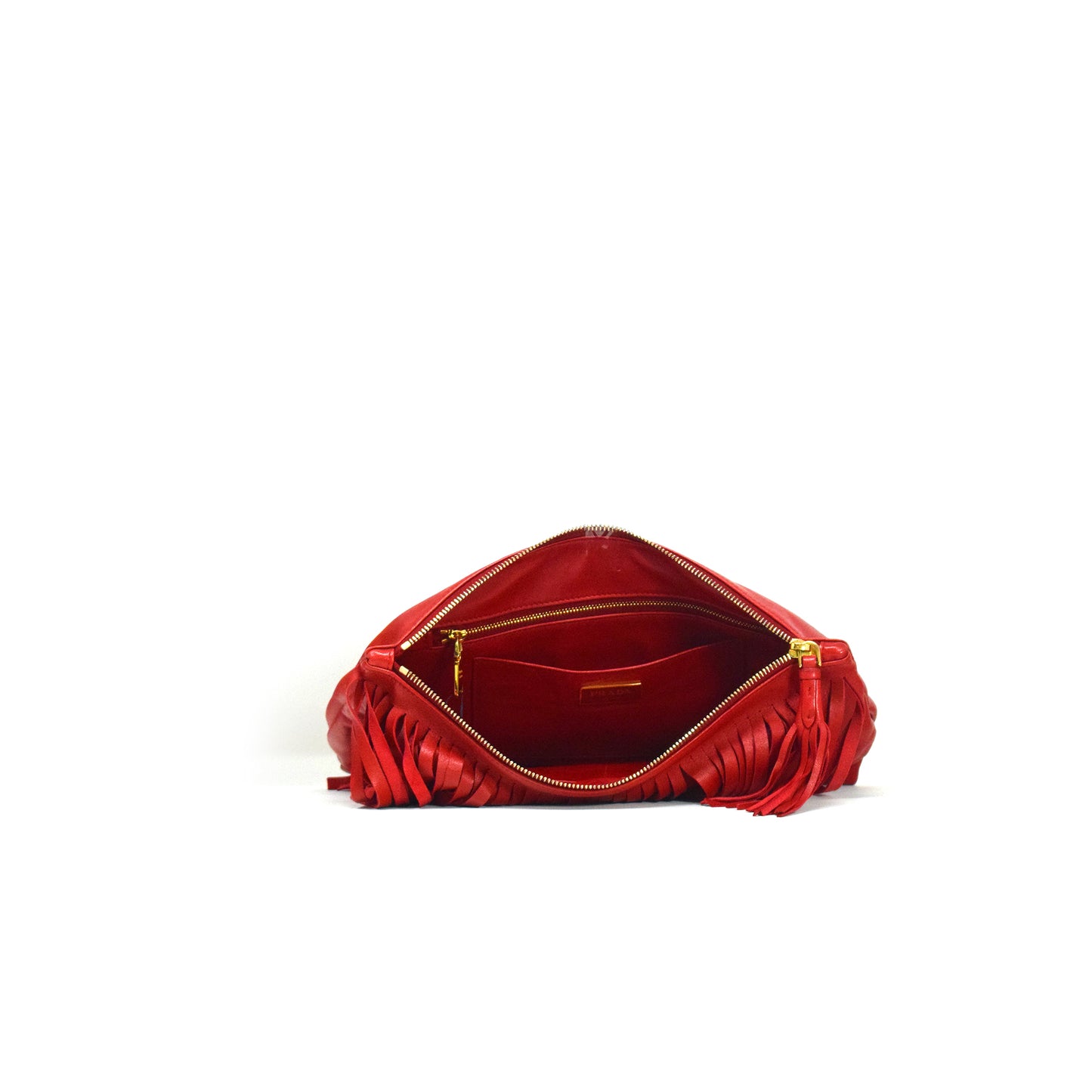 Prada Nappa Red Fringe Clutch