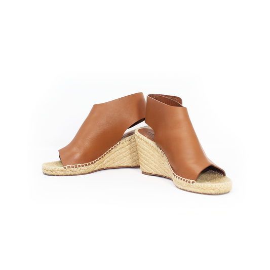 Celine Brown leather espadrilles wedge sandals  Talla 38 with dustbag