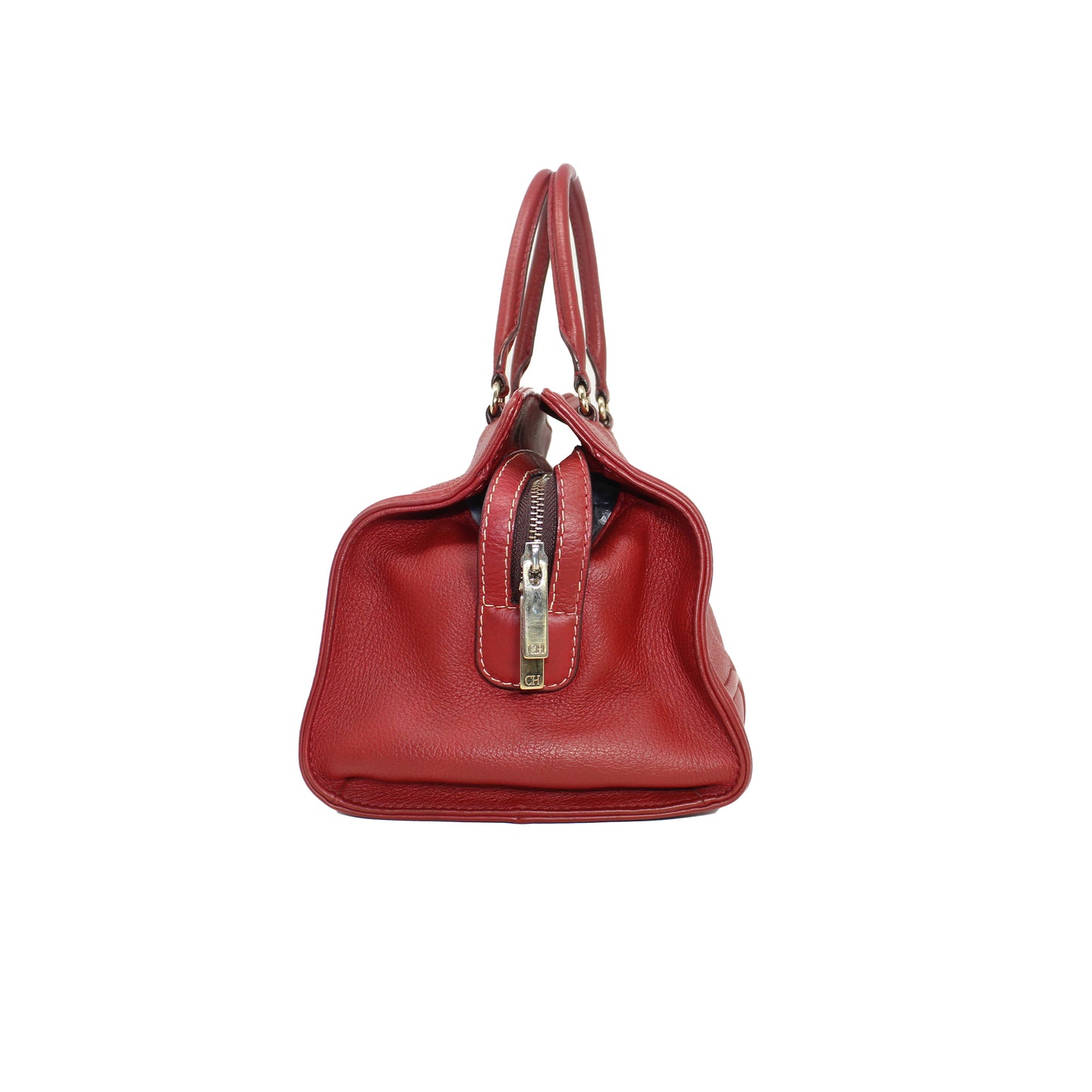 Carolina Herrera Red Leather Satchel 
Height  9"
Width 12"