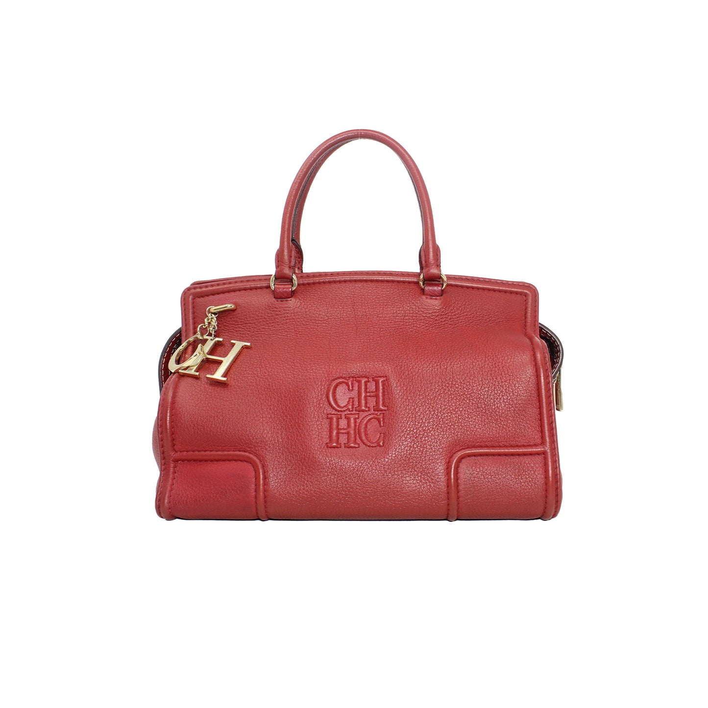 Carolina Herrera Red Leather Satchel 
Height  9"
Width 12"