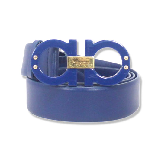 Correa Azul Salvatore Ferragamo Double Gancini --- 98 Cm Ó 38.5"