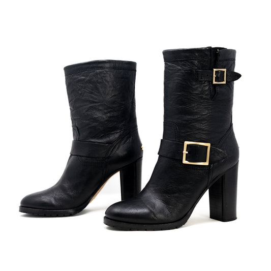 Jimmy Choo Leather Moto Boots - Size 40