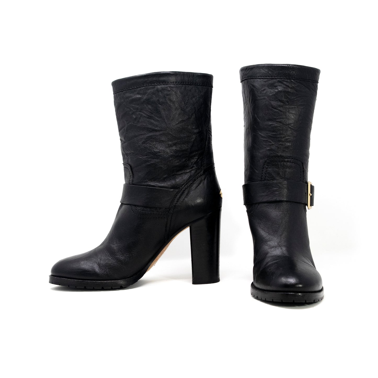 Jimmy Choo Leather Moto Boots - Size 40