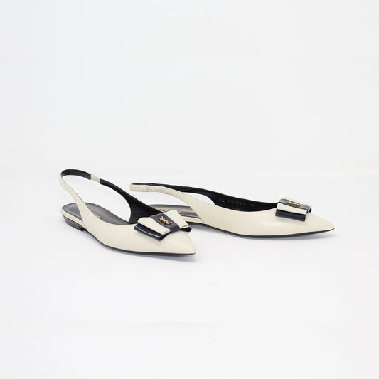 Saint Laurent Leather Slingback Flats  Talla 36
With Box And Dustbag