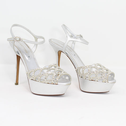 Sergio Rossi Crystal Embellishments T-Strap Sandals Talla 35
