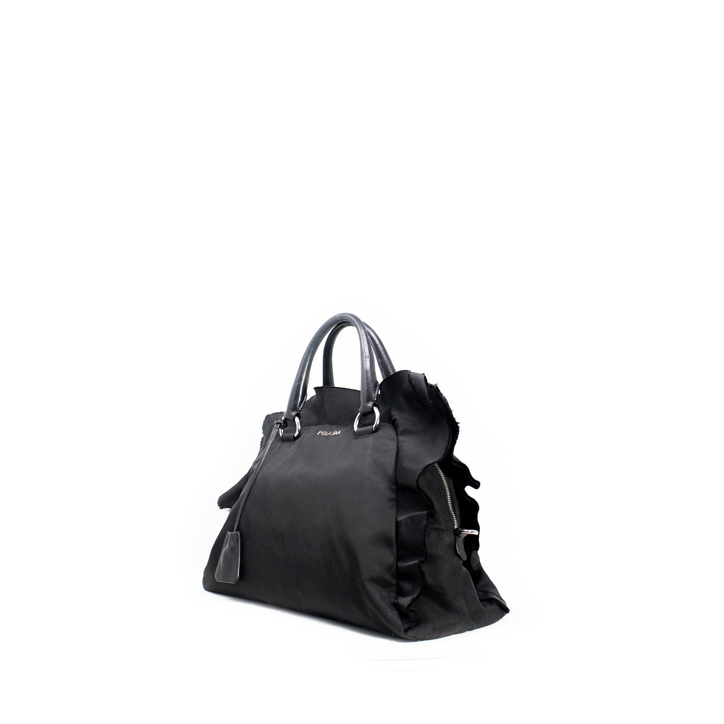 Prada Tessuto Nylon Ruffle Bauletto Bag