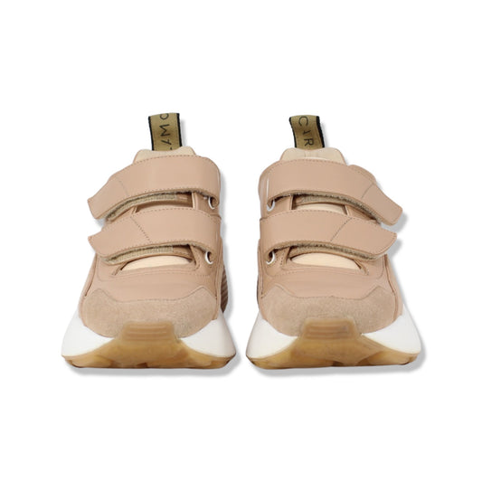 Stella Mccartney Beige Faux Leather Eclypse  Velcro Low Top Sneakers  Talla 8
