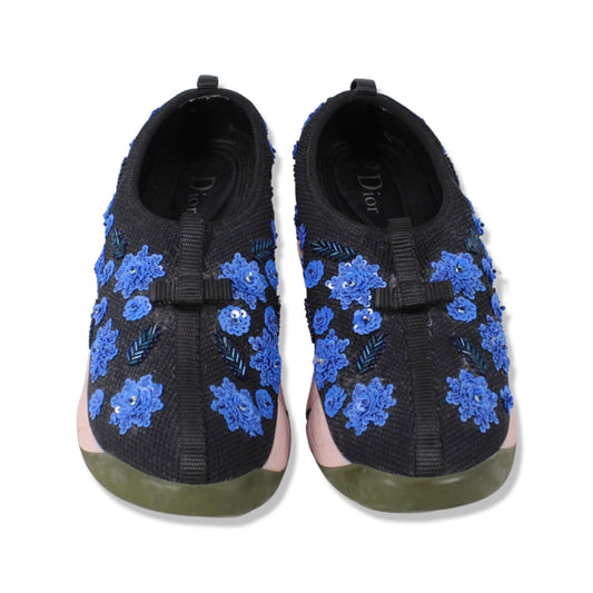 Dior Black Mesh Fusion Crystal Embellished slip on sneakers Talla 38 with dustbag