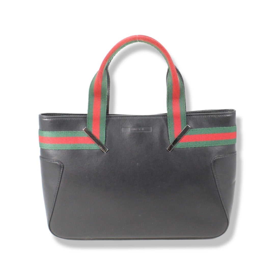 Gucci Calskin web tote bag black mini