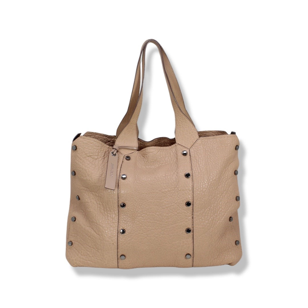 Jimmy Choo Shopper Grainy Leather Tote Beige with dustbag