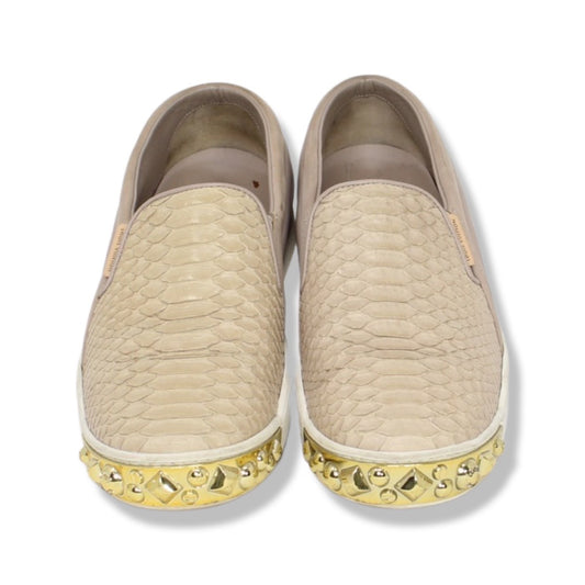 Louis Vuitton Python Leather And Suede Studded Slip On Sneakers Talla 37