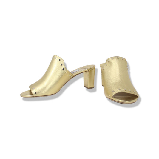 Jimmy Choo Myla 65 Gold Mule Sandals Talla 40 with dustbag